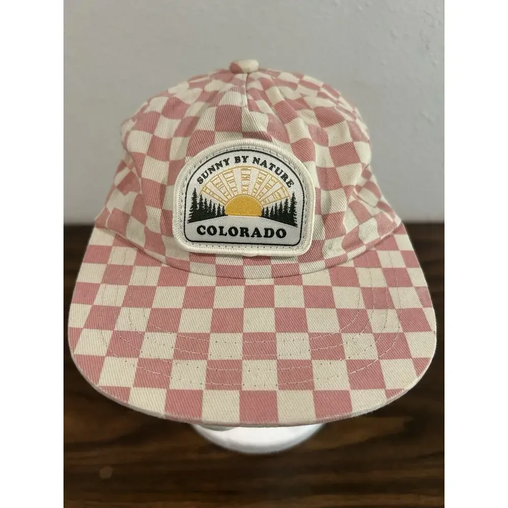 Weld MFG Youth Pink Check Hat Cap Sunny By Nature Colorado Gingham Kids Sun Hike